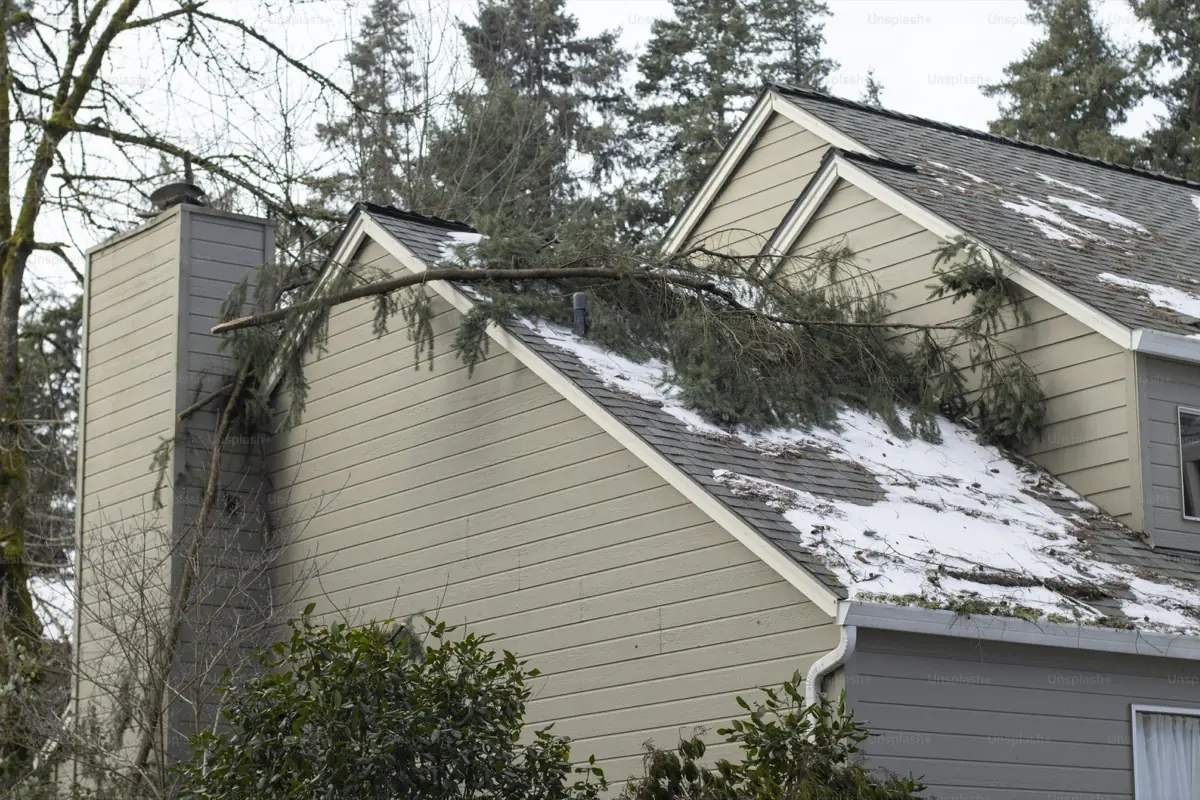 Roof before: storm damage